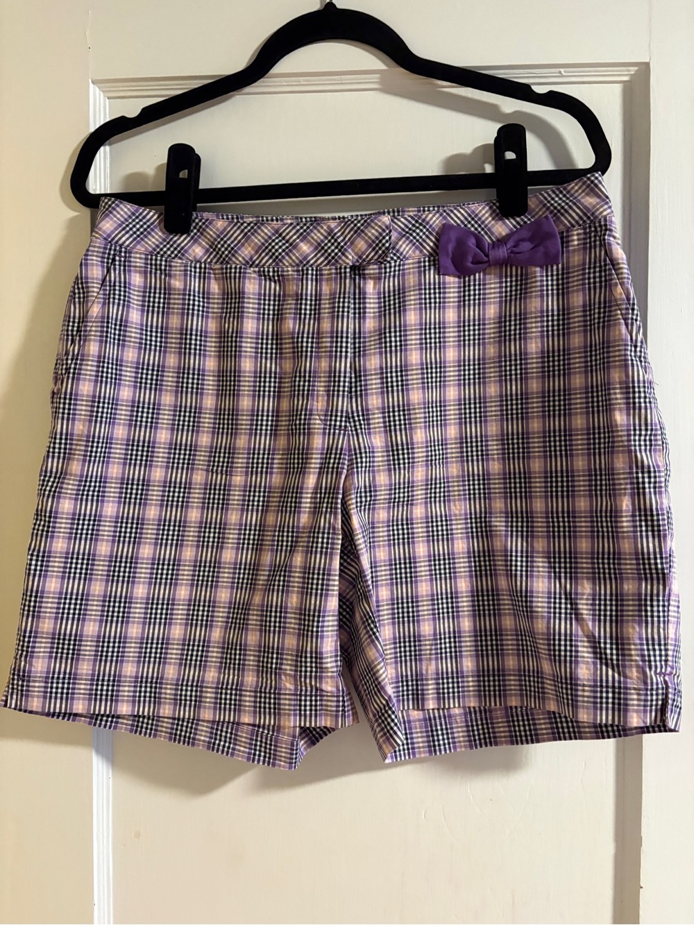 Lady Hagen Purple Plaid Bow Women's Golf Shorts